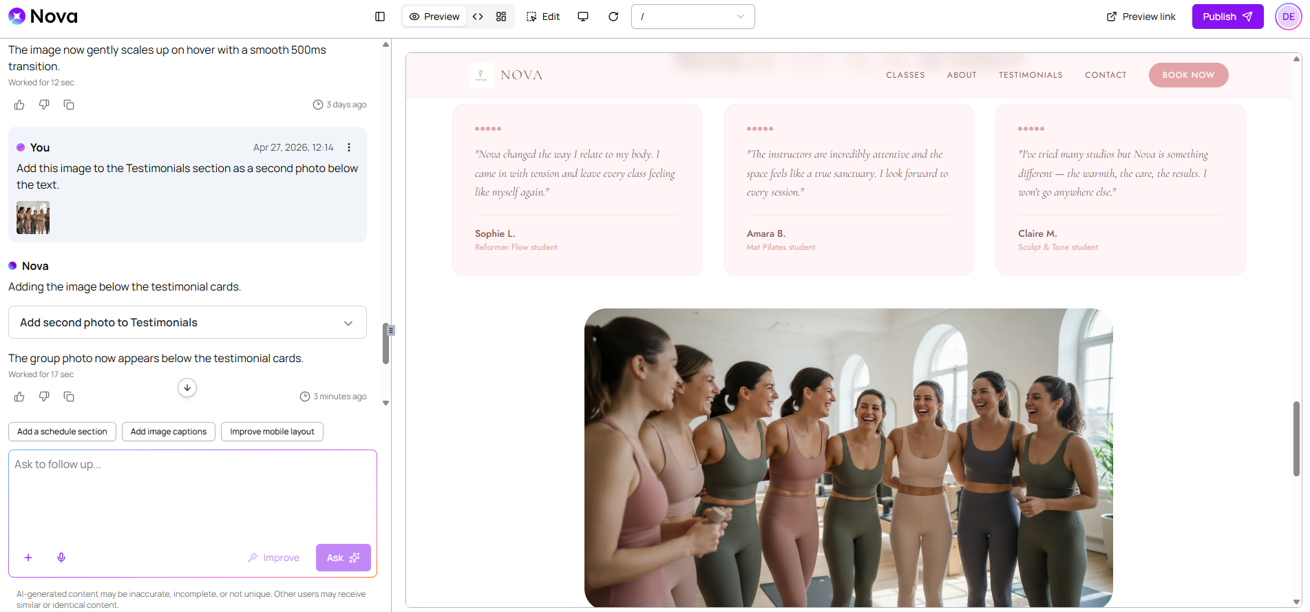 The preview panel showing the generated image in the project