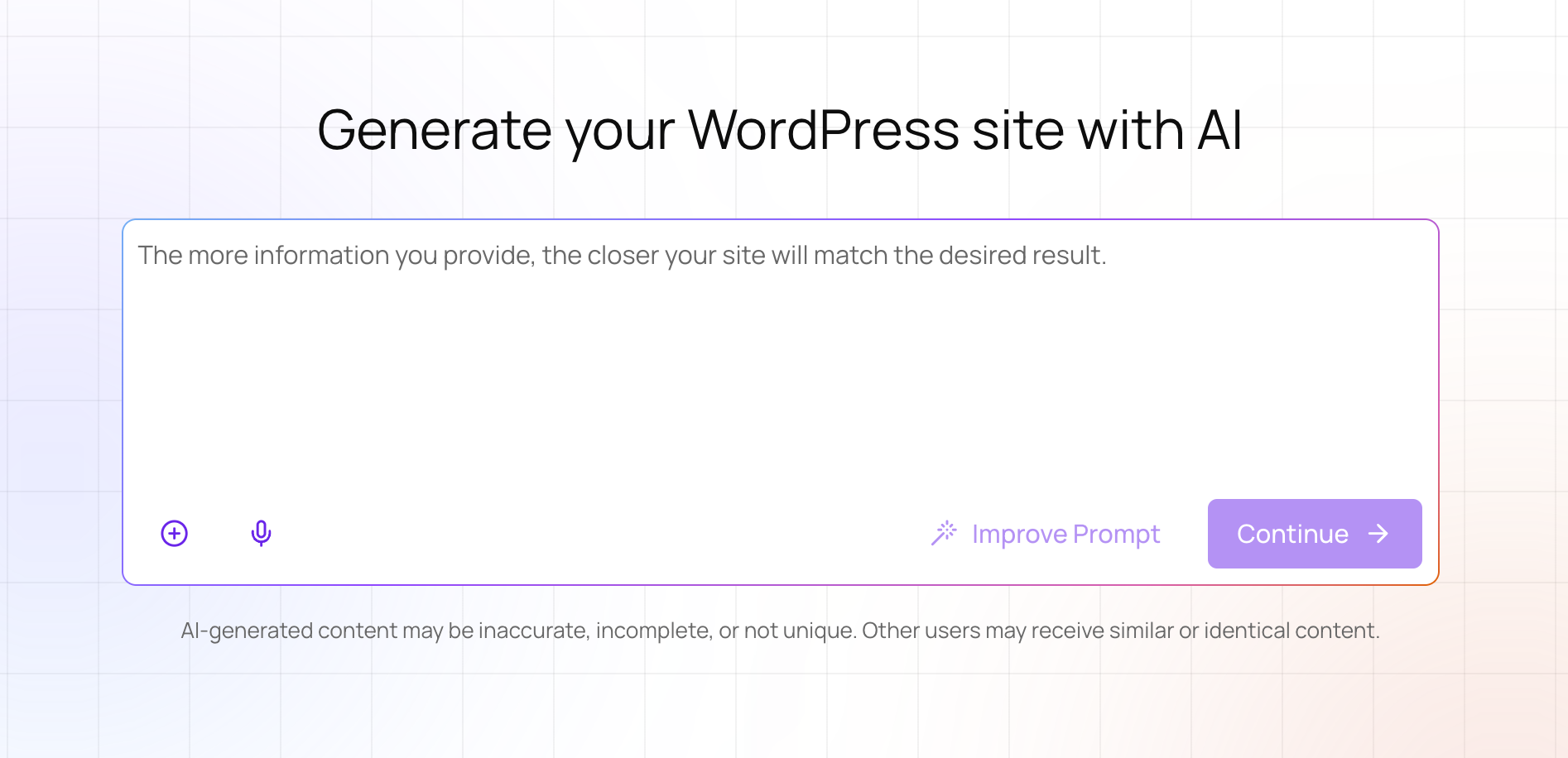 The Nova for WordPress prompt text box